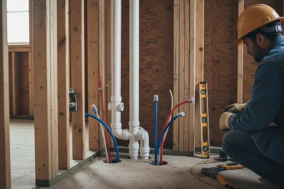 Drain and supply rough-in during Leak Detection in Longbranch
