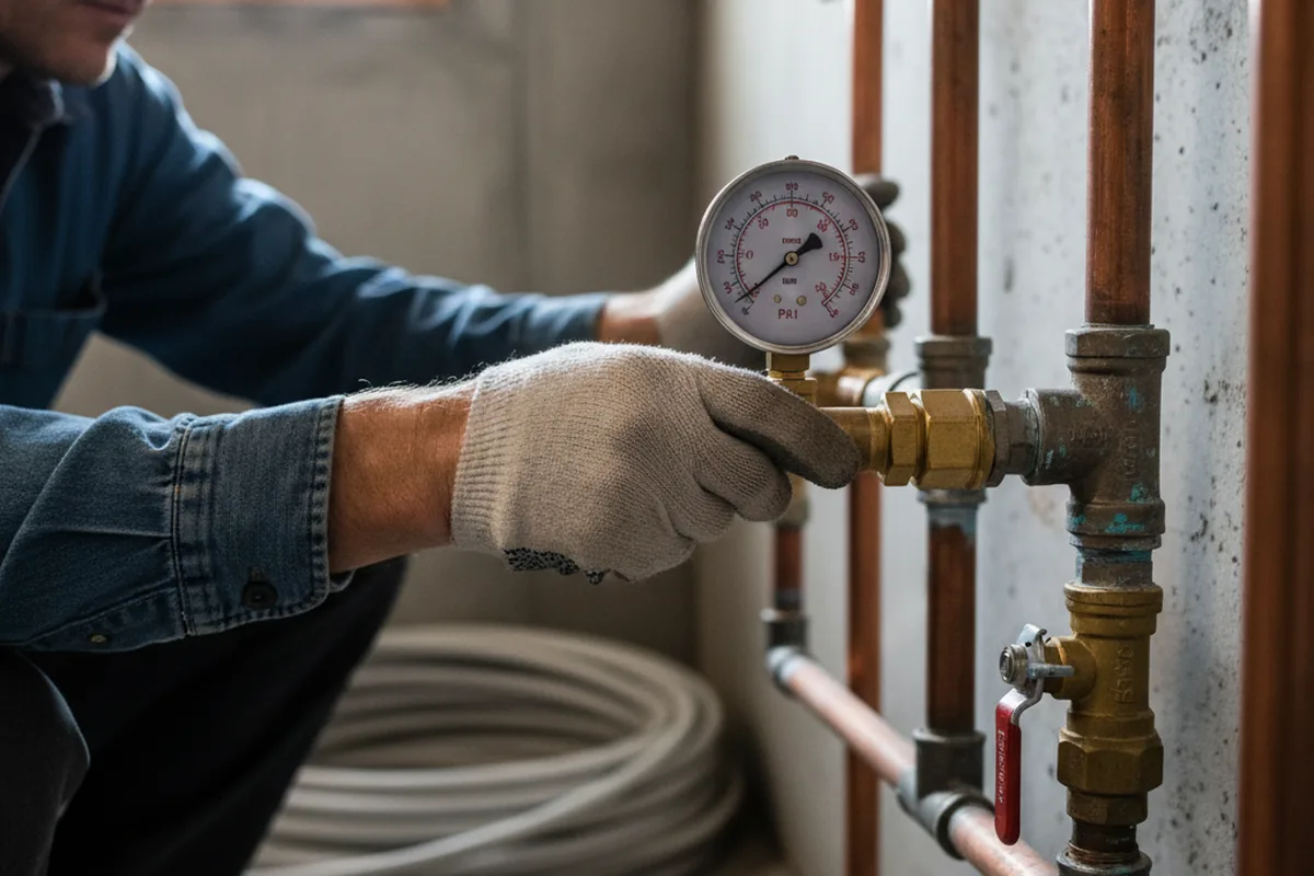 Pressure testing a repaired line during Water Line Repair in Longbranch
